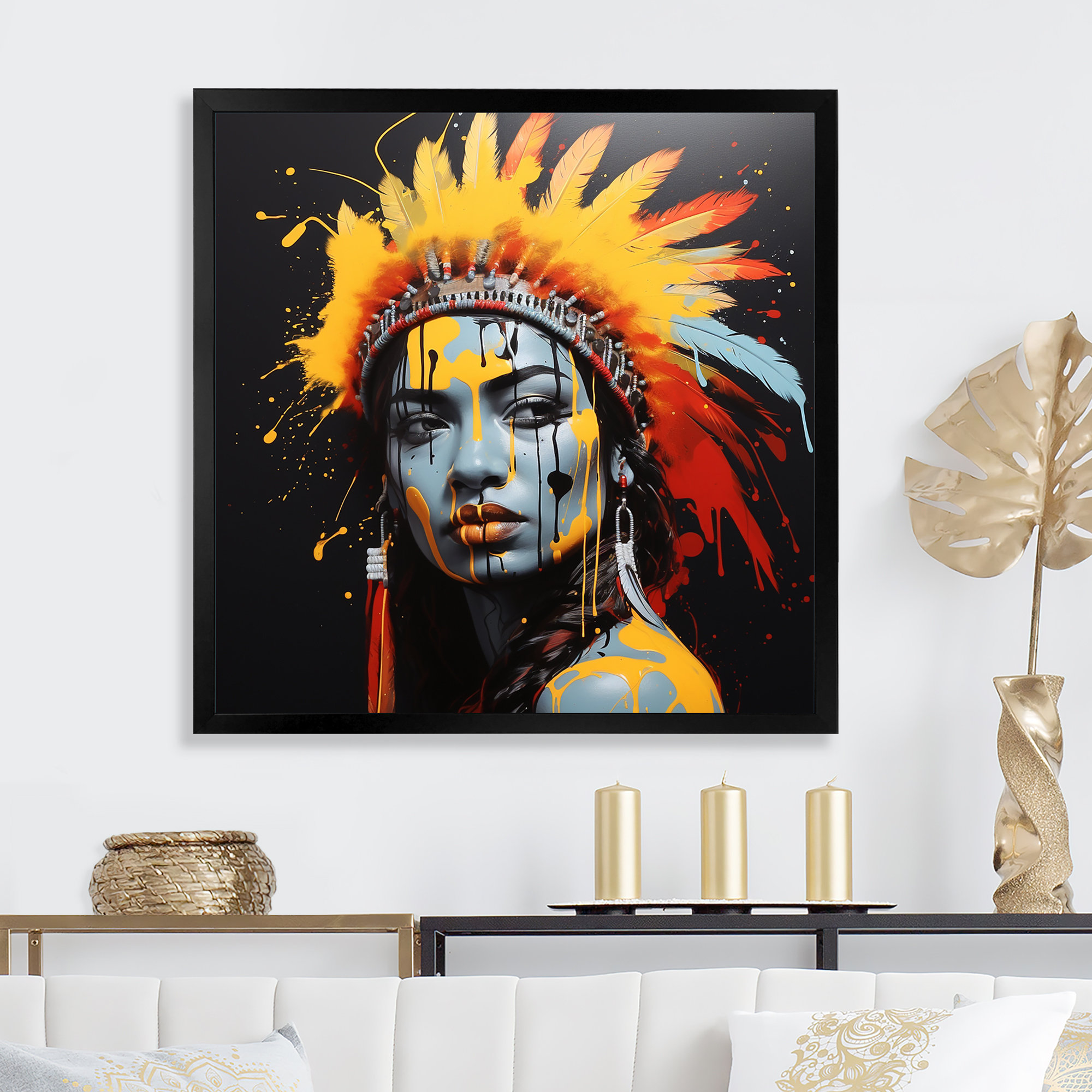 House of Hampton® Yellow And Black Indian Native Woman Beauty I