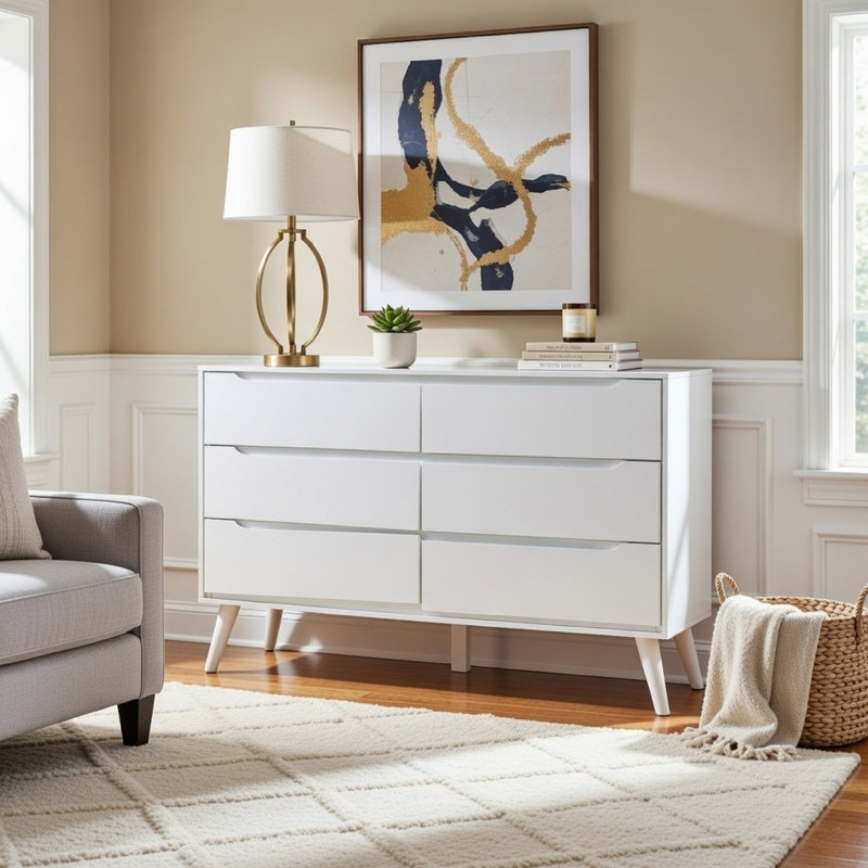 Luleya 58'' W 6 - Drawer Dresser, White