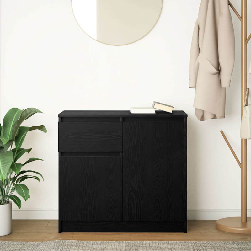 Sideboard With Drawer 71X35x65 Cm Engineered Wood, Black Oak