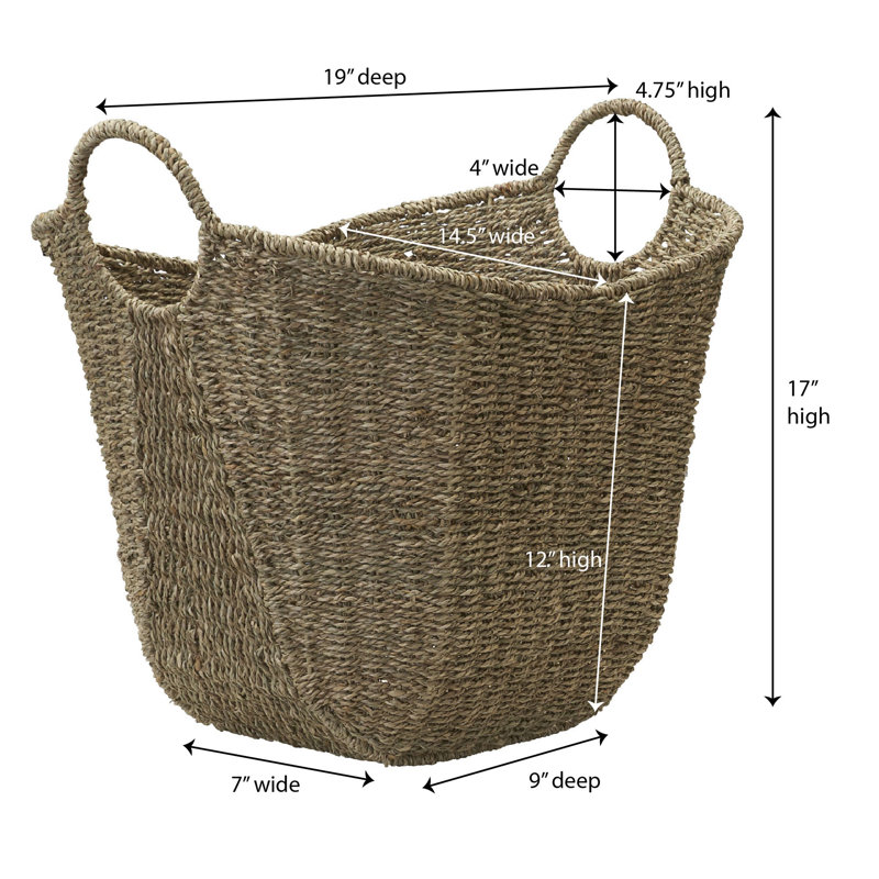 Scoop Basket with Handles, Natural - Seagrass