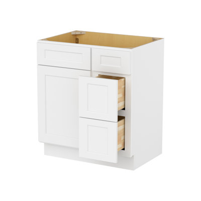Bases-Drawers Right 30" × 21" × 34.5"Camlock Easy to Assemble Vanity Cabinet
