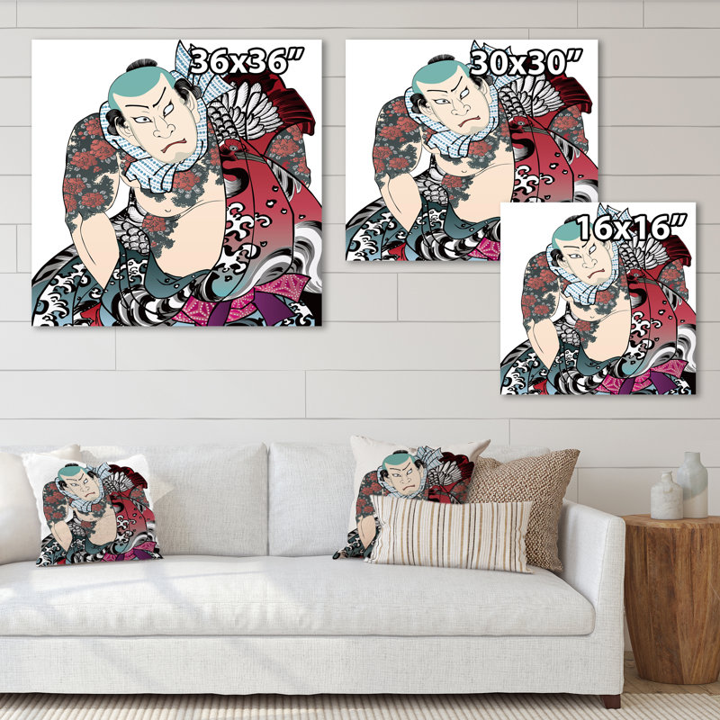 Art japonais sur toile, art japonais sur toile, H 36 po x l 36 po x P 1 po, Toile tendue