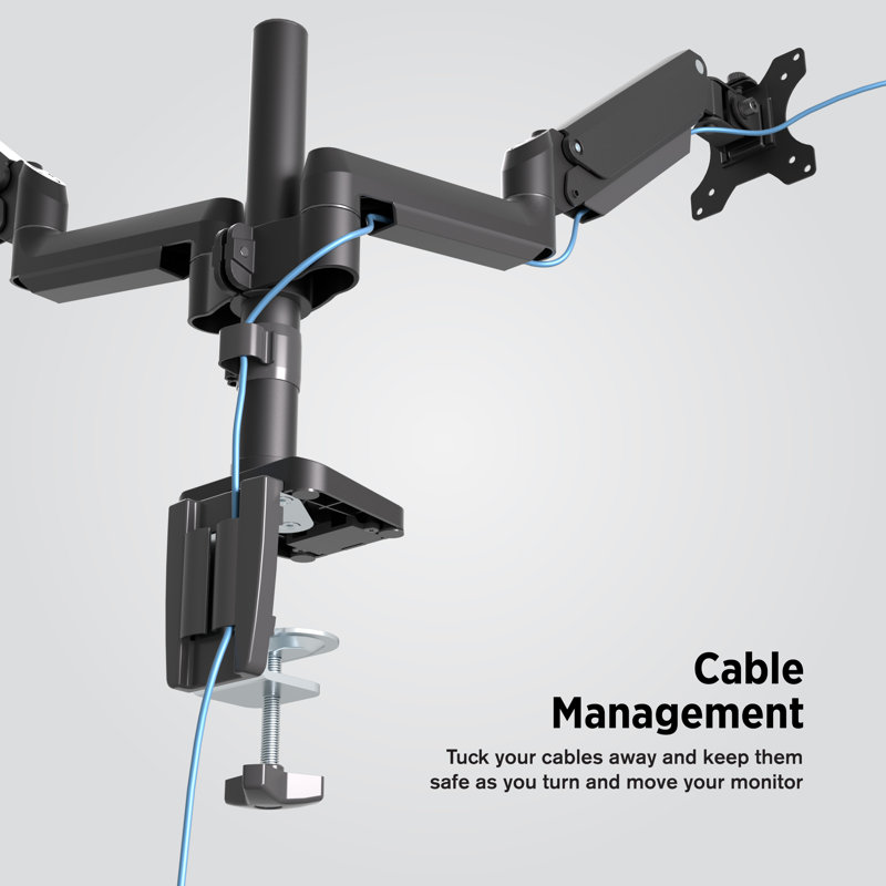 ProMounts Full Motion Gas Spring Dual Monitor Adjustable Desktop Mount for 13-32" Holds 35 lbs