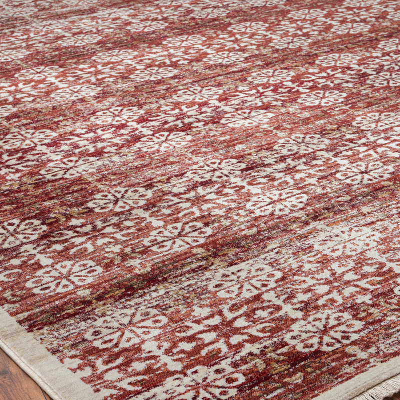 Mirabelle Floral Area Rug in Rust, Rectangle 8'5" x 11'5"