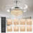 Chandelier Ceiling Fan With Lights And Remote,42 Inch Modern Flush Mount For Bedroom Indoor, Dimmable Led,bluetooth Connection,energy Efficient Quiet Retractable Blades