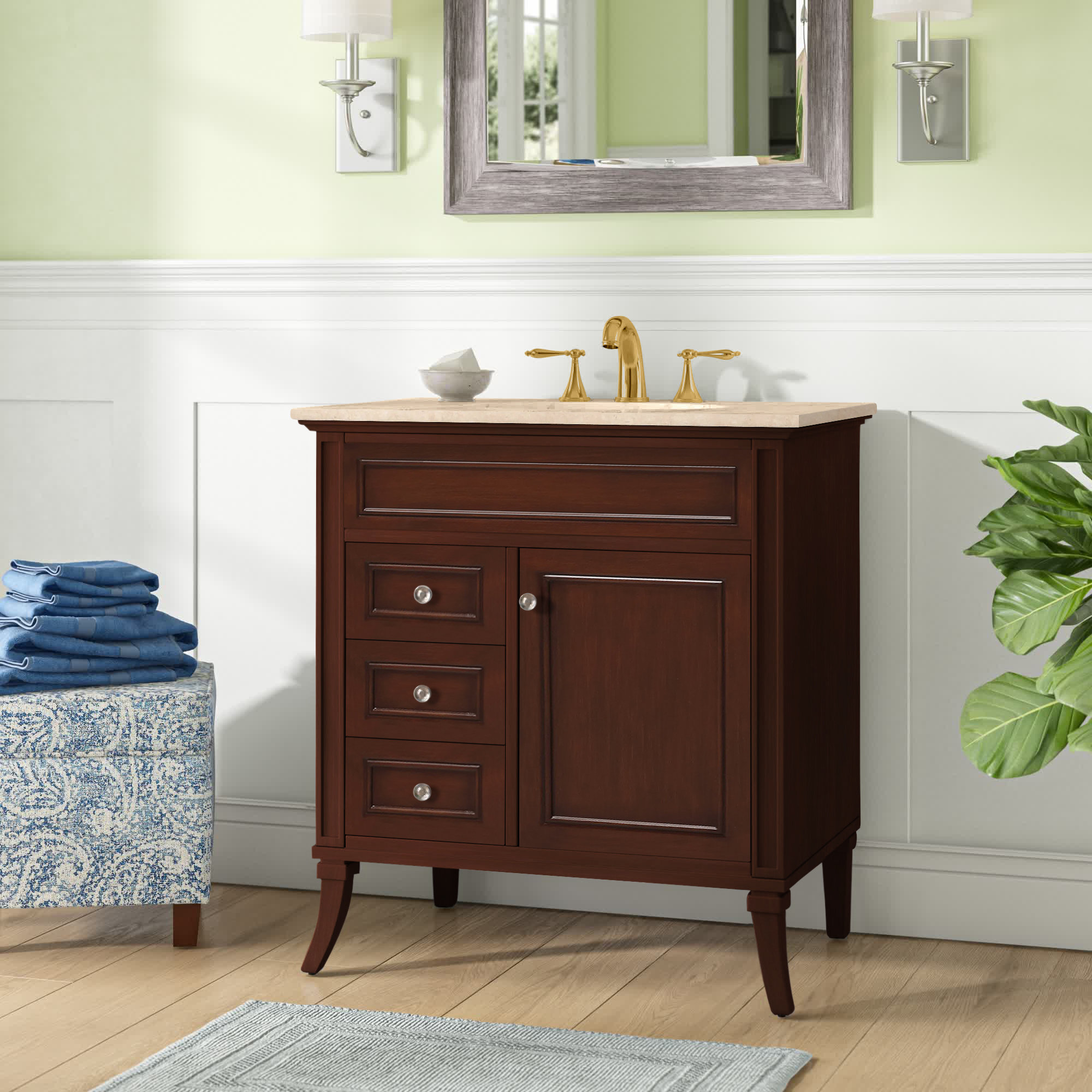 Lark Manor Glascock 32'' Single Bathroom Vanity with Marble Top ...