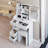29.2" Small Size Left Drawer Desktop Vanity Table with Cushioned Stool and Brightness Adjust LED Mirror-113847158