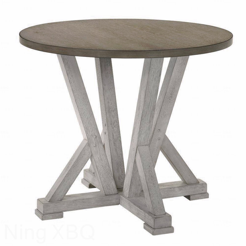 Table de salle à manger antique à hauteur de comptoir en bois massif bicolore