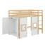 Lit mezzanine en bois avec garde-robe intégré et 2 fenêtres-405695659