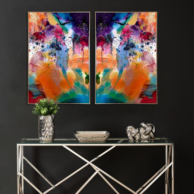 Framed Multicolored Abstract Wall Art for Bedroom & Living Room, Wall Mounted Canvas Painting