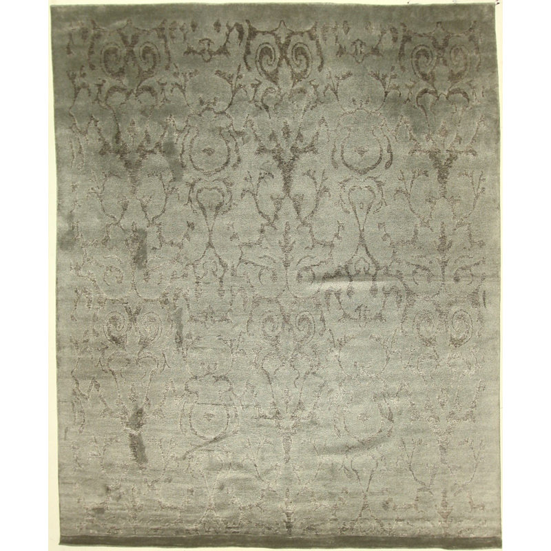 Handmade Cotton and Silk Abstract Area Rug