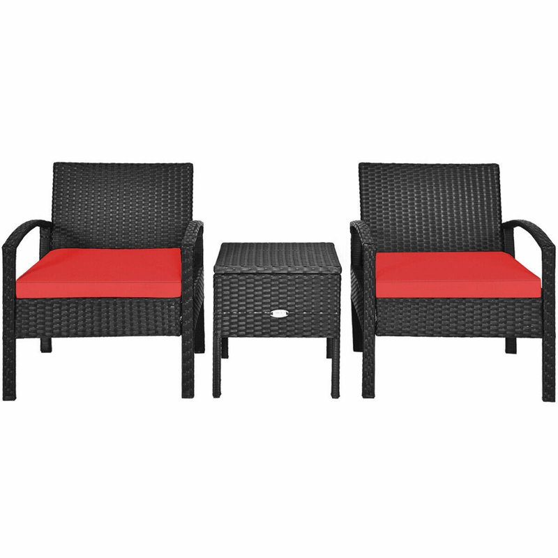 Fernie 2 - Person Patio Conversation Set with Cushions, Red
