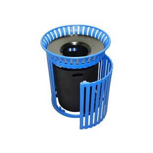 Wausau Tile Rain Hood Top 30 Gallon Steel Trash Receptacle - MF3002, Blue (0)