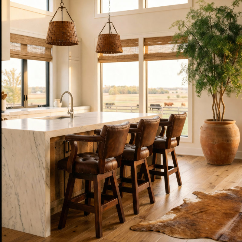 Trophy Tufted, Dark Brown, Counter Stool (26" Seat Height)