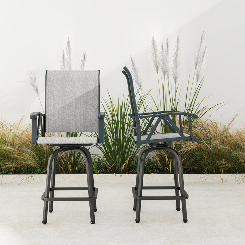 4-Person Patio Swivel Dining Set, Gray