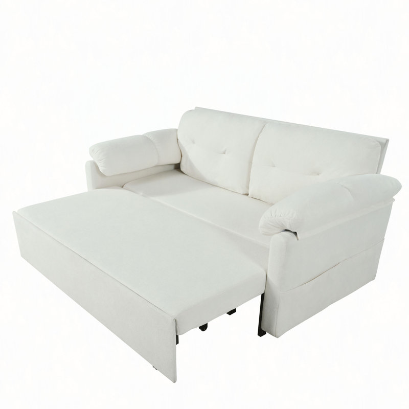 Canapé-lit convertible convertible, canapé-lit 3 en 1 avec rangement latéral et 8 roulettes silencieuses, causeuse en chenille épaisse rembourrée pour le salon, la chambre à coucher, l’appartement