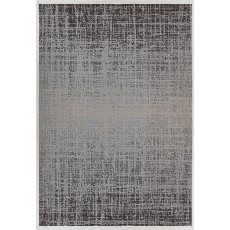 Tapis brun/gris handwoven à tissage plat Schrimsher, Rectangle 5 pi x 7 pi 6 po