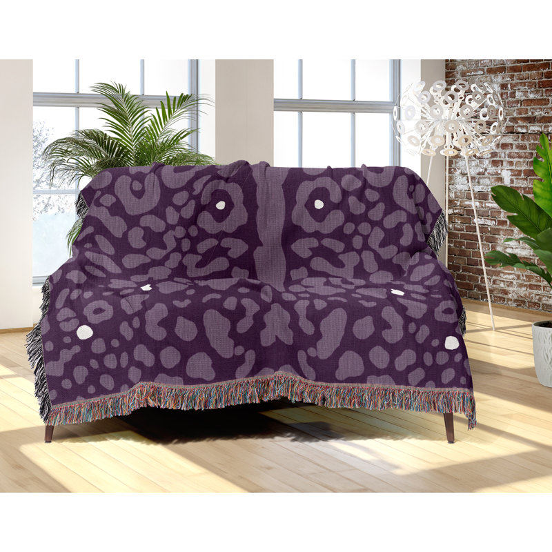 Jeté en coton Cheetah, Violet, 60 po x 80 po
