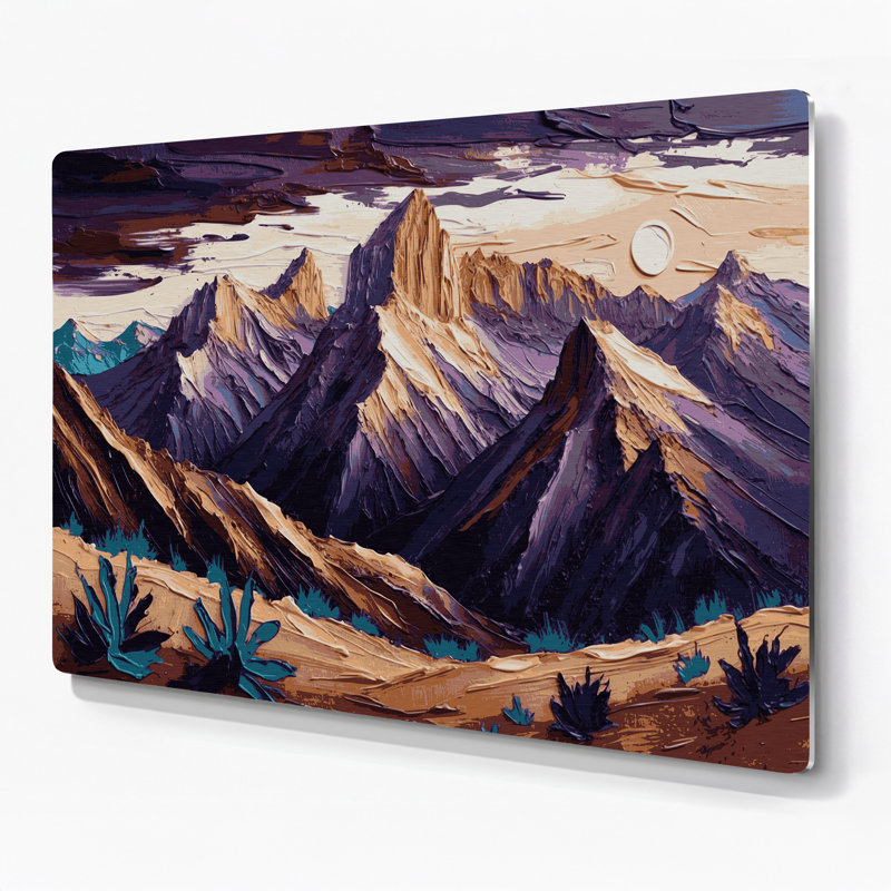 Art mural en métal mauve à motif sud-ouest Sierra Peaks 228