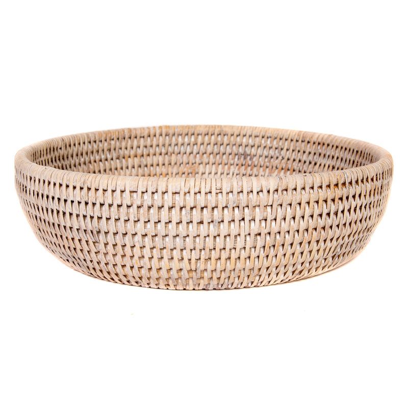 Bol décoratif Camden Rattan Coastal, Blanc délavé