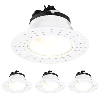 5cct Round Trimless 3-inch Led Gimbal Recessed Light, 9w Ceiling Canless Downlight With J-box, White