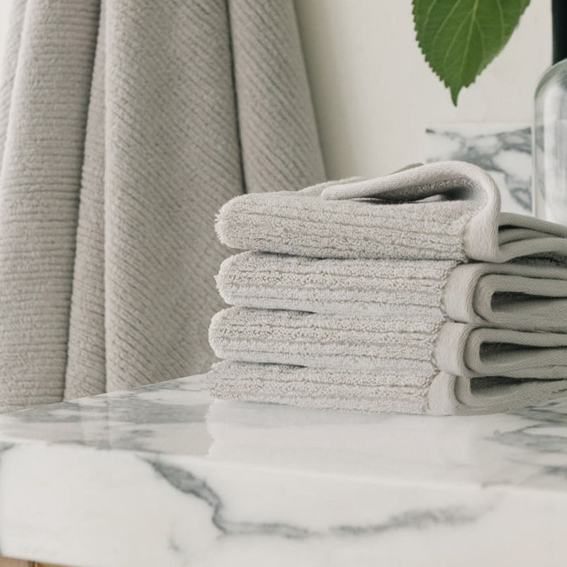 Ribbed Terry Washcloths, White
