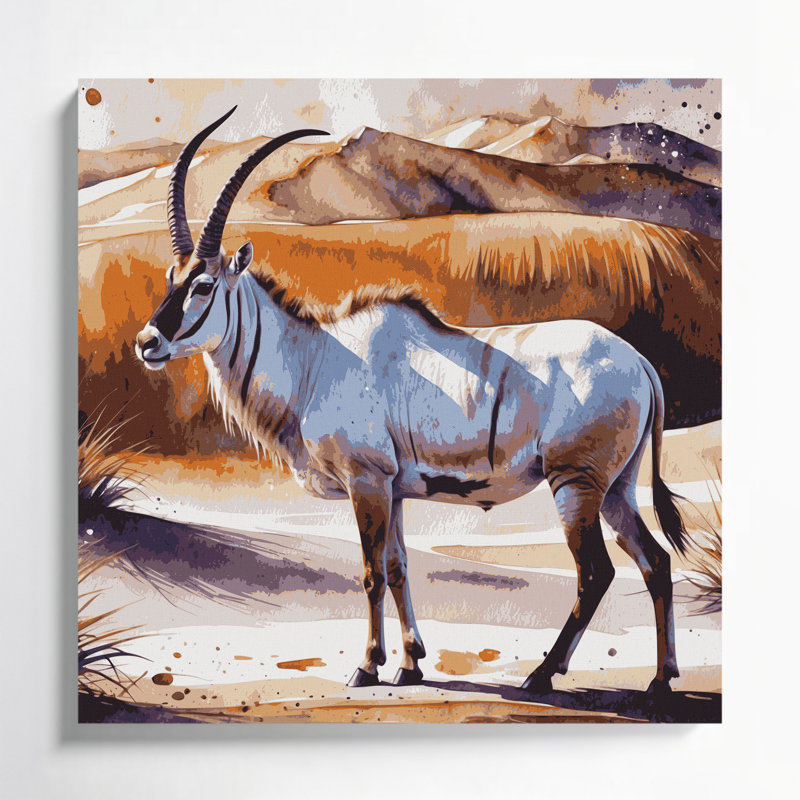 Art animalier sur toile, Oryx sauvage, faune, H 12 po x l 12 po