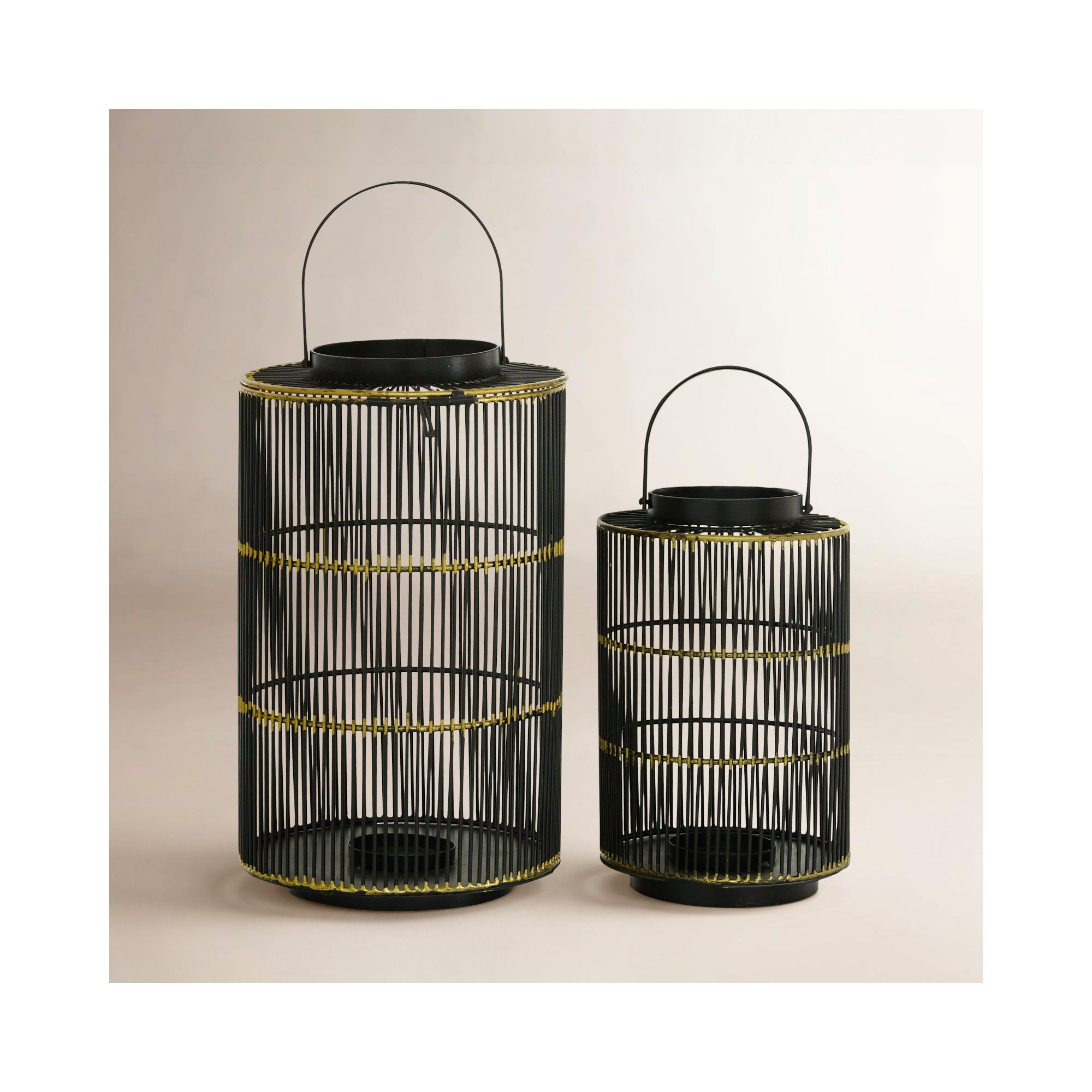 2 Piece Iron Tabletop Lantern Set