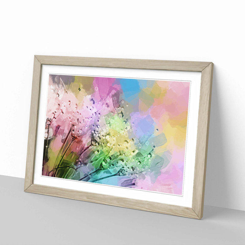 Rainbow upon a Dandelion in Abstract - Picture Frame Painting Print, Oak Framed, 48cm H x 65cm W x 2cm D
