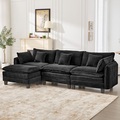 116" Sectional Sofa Comfy Cloud Couch for Living Room Modern Sofa Sleeper Deep Couches with Ottoman