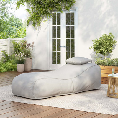 Lemoore Outdoor Bean Bag Lounge Chair, Light Gray, Set Of 1
