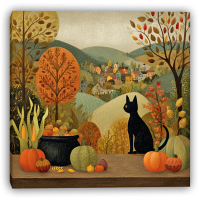 Golden Eyes in Autumn Leaves Wrapped Canvas Wall Art