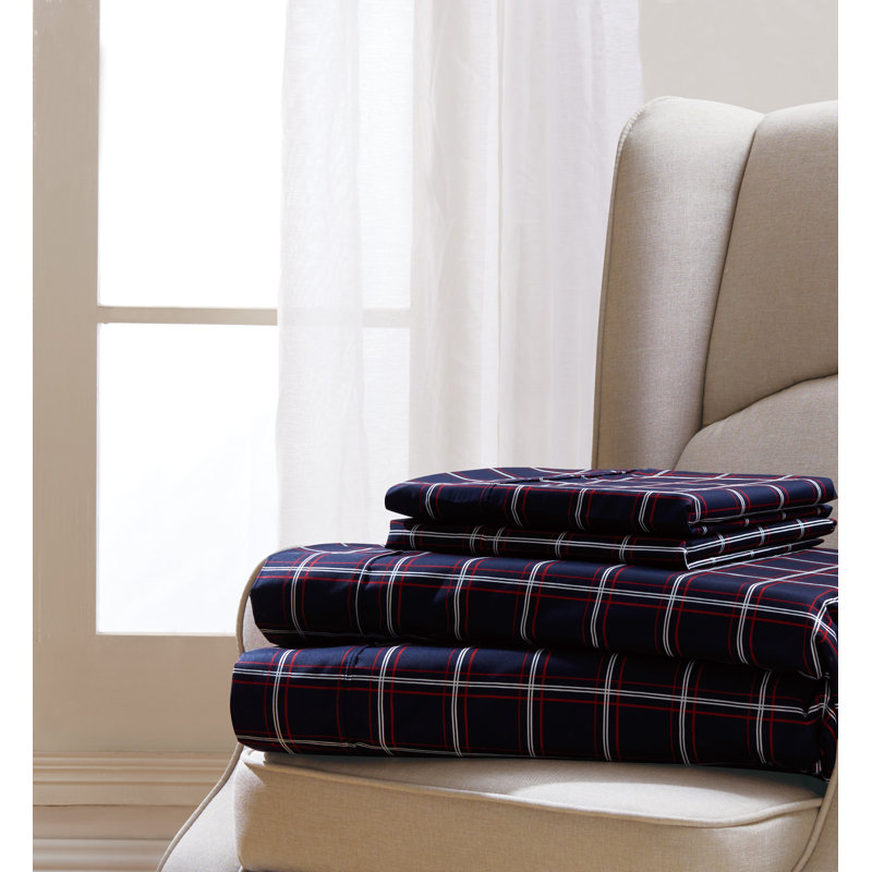 Microfiber Plaid Sheet Set, Queen