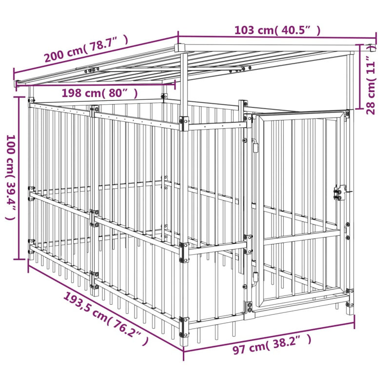 Wilfred 128cm H Steel Kennel