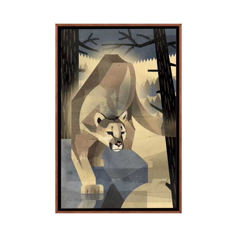 Mountain Lion by Dieter Braun - Print on Canvas, 66.04 cm H x 45.72 cm W, Classic Brown Wood Framed