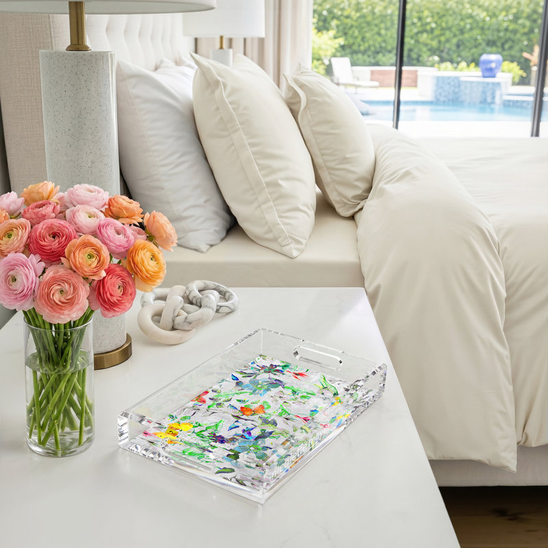 Garden Fantasia Acrylic Rectangle Decorative Tray, 17"W x 10.5"D x 2"H