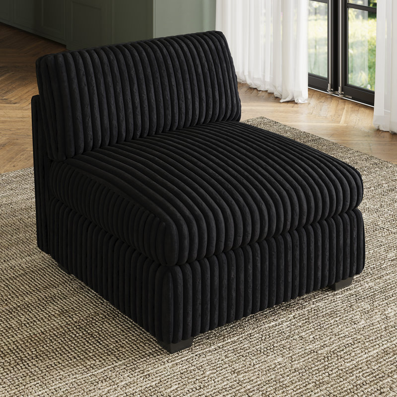  Canapé modulaire en velours côtelé Knopp, Velours côtelé noir
