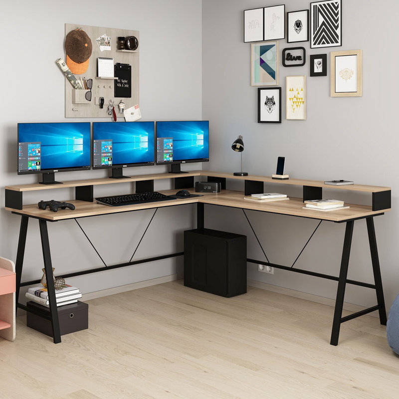 Bureau d'étude moderne, couleur dorée, 70,9 x 35,4 x 23,6 pouces | 100% panneau de particules enduit de mélamine, épaisseur: 0,7 pouce | Conception élégante et durable pour le bureau à domicile, parfaite pour la productivité et l'organisation