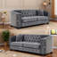 Ensemble de canapés compressibles, Chesterfield 6 places en velours gris pour la maison et la famille