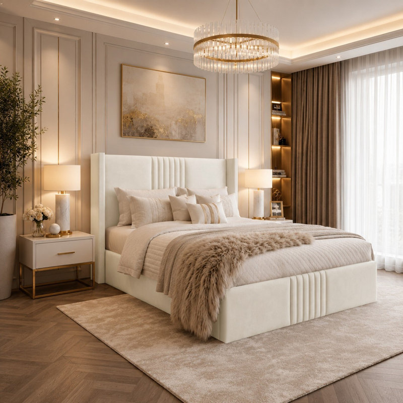 Bed, Double (4'6), Cream