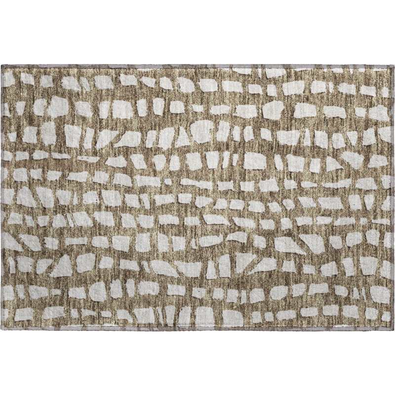 Premium Machine Washable Prisco Brown Rug, Rectangle 1'8" x 2'6"