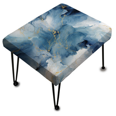 Blue Ethereal Elegance Marble Pattern - Marble Rectangle Ottoman