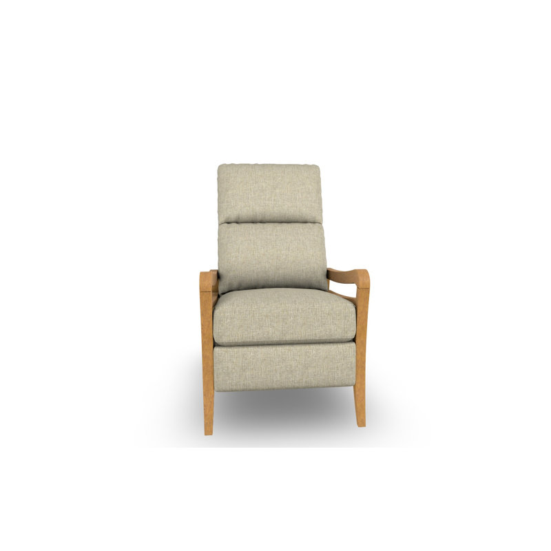 Modern High Leg Recliner, Linen, Honey Birch