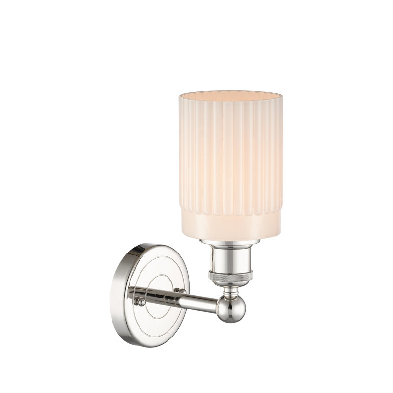 Applique murale à bras 1 lumière Kamena, Blanc mat, Nickel poli