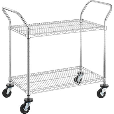 Commercial-Grade Heavy-Duty Rolling Utility Cart, Multi-Tier Metal Service Cart With Wheels And Handle, Kitchen And Serving Cart With 500 Lbs Capacity (Black)