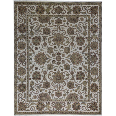 Tapis ivoire et ivoire noué à la main de haute qualité