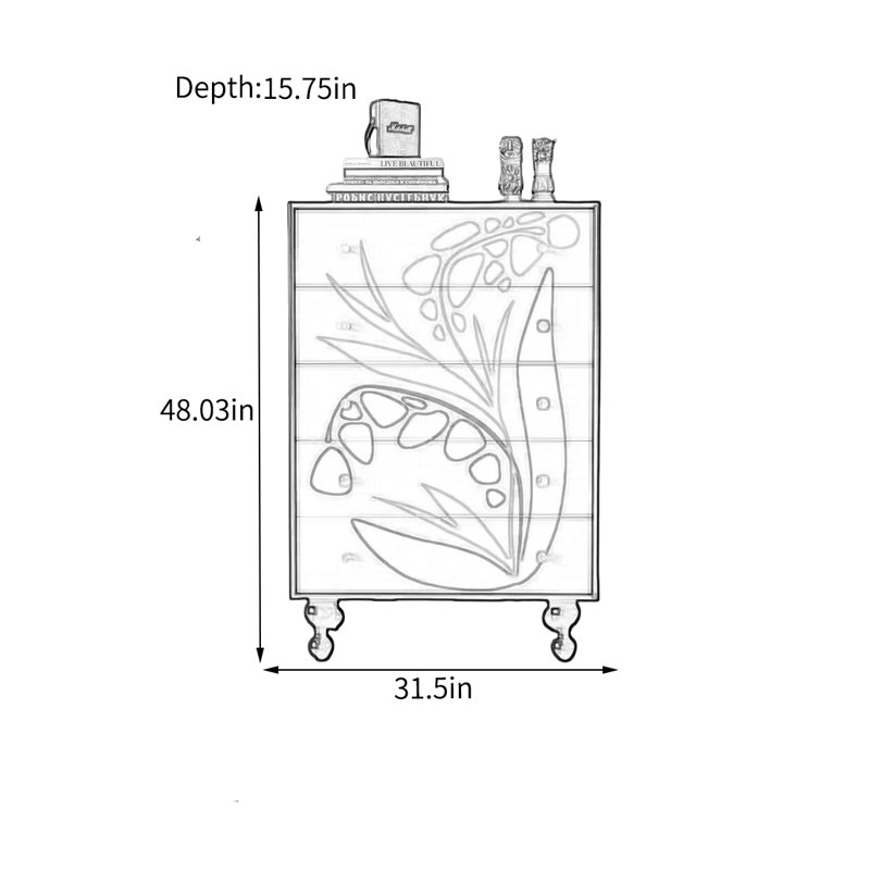 Armoire décorative en bois massif avec poignées en laiton
