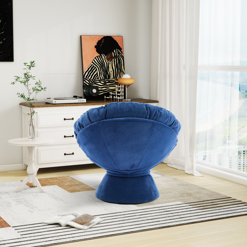 Fauteuil d'appoint pivotant rembourré, Chenille bleu