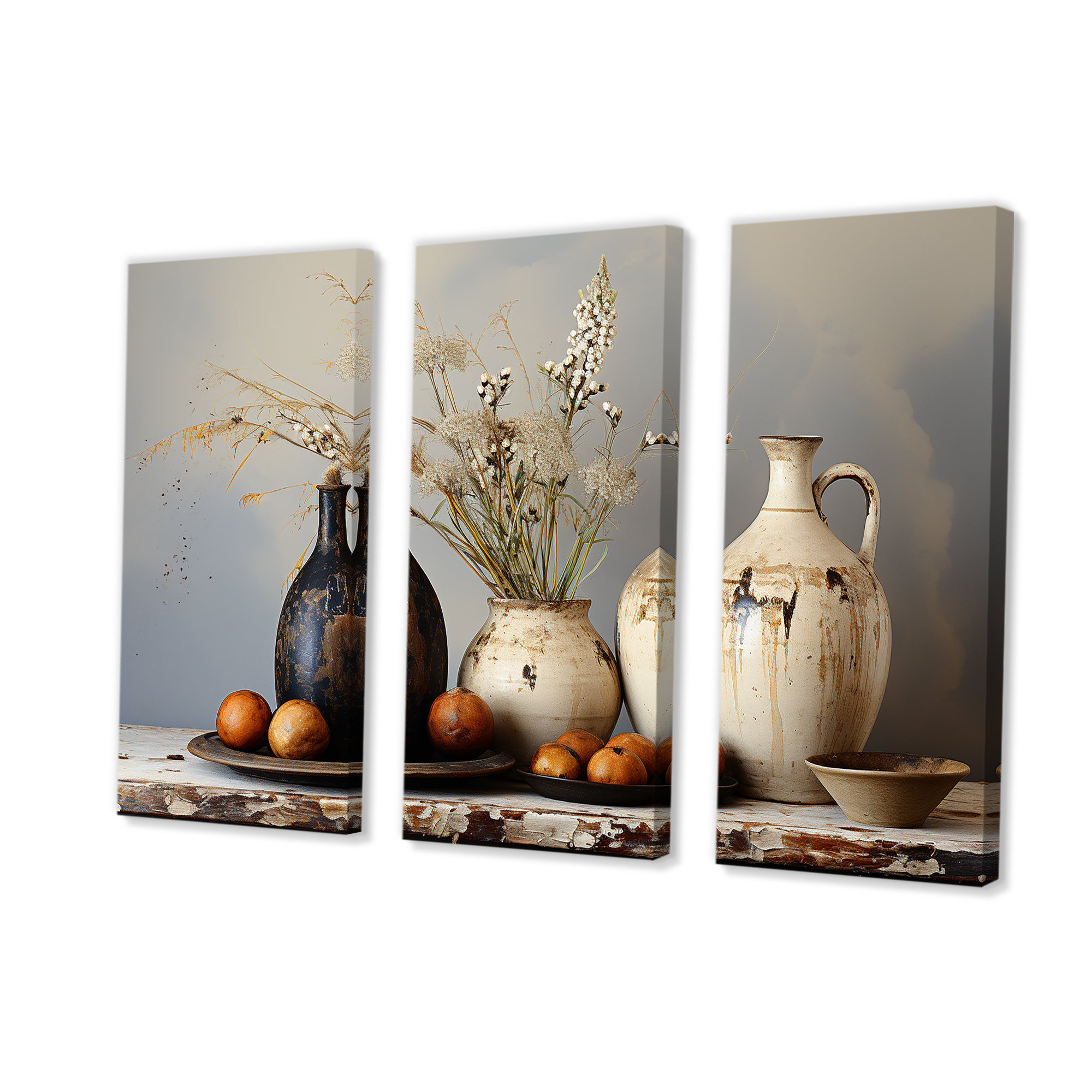 Lark Manor™ White Floral Vintage Pottery Artifacts Boho Pottery Wall