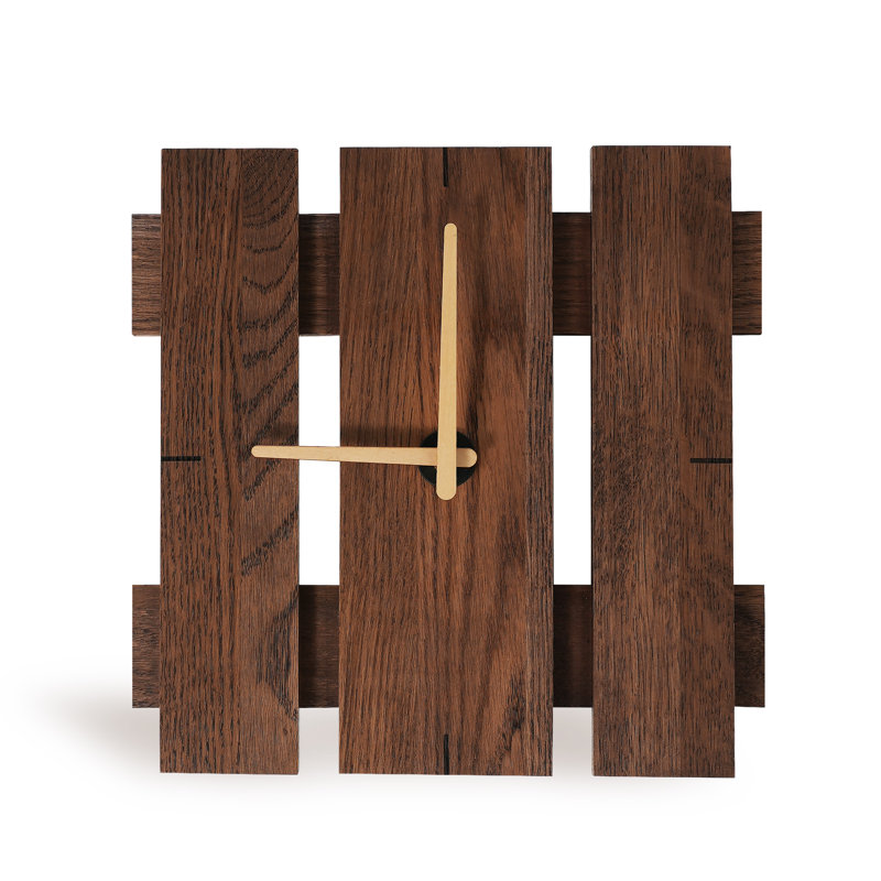 Walnut Square Rustic Oak Solid Wood Wall Clock